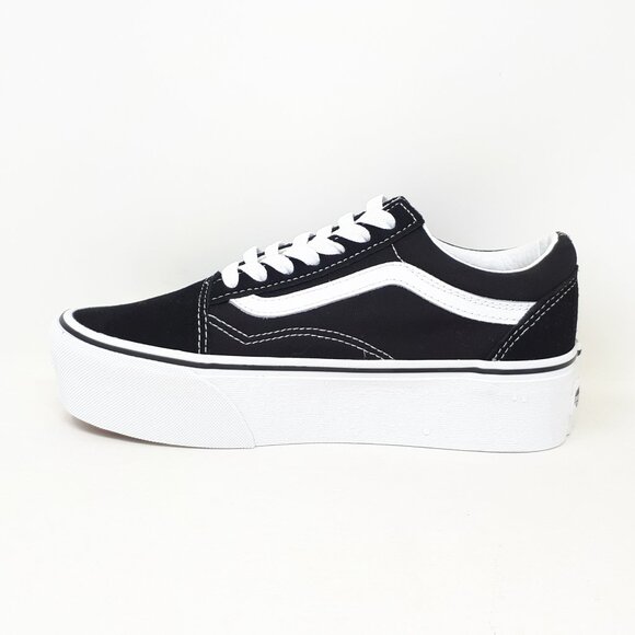 Vans Old Skool Stackform Platform Shoe Sneaker Suede Black Womens US Size NEW - Picture 2 of 12